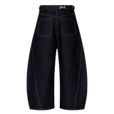 BLACK CURVED WIDE LEG JEANS